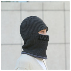 Detail of quality knitting on men's winter hat