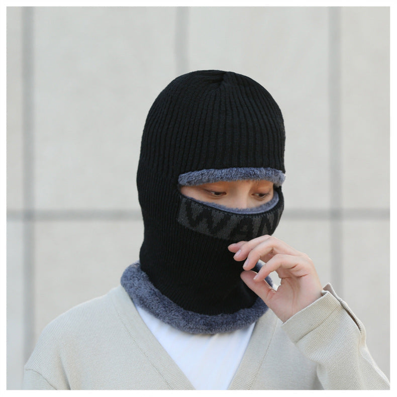 Men's thick knitted winter cycling beanie - black