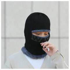 Men's thick knitted winter cycling beanie - black