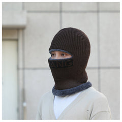 Close-up of warm men's beanie with insulation