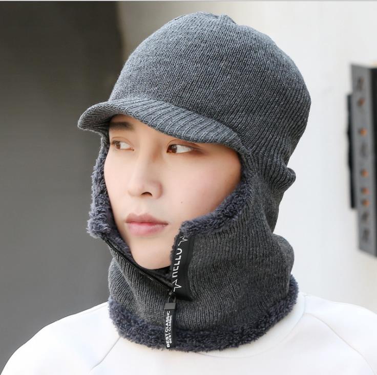 Men's winter fleece knit cap in gray