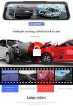 10 inch dual lens dash cam touchscreen