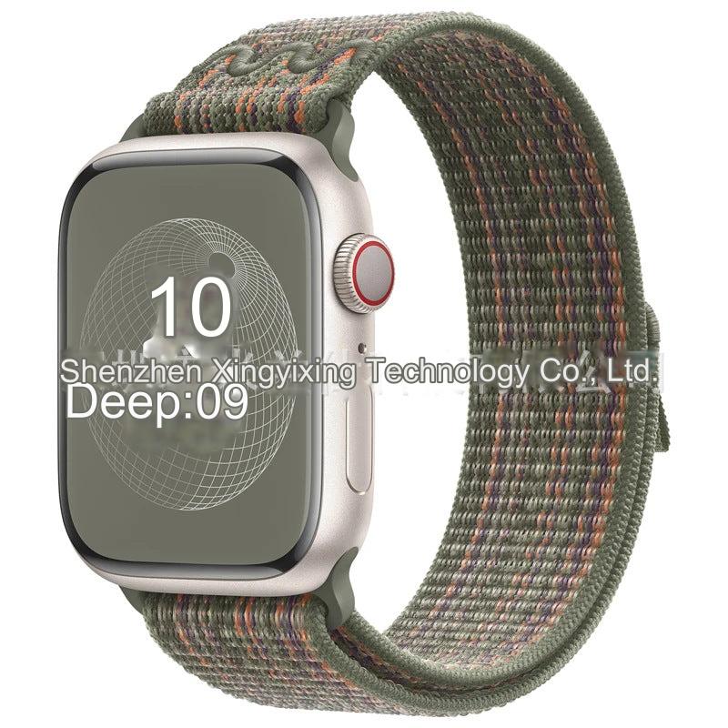 Stylish Nylon Braided Sports Band for Apple Watch - Compatible with Series 9/8/7/6/5/4/3/2/SE, Various Colors