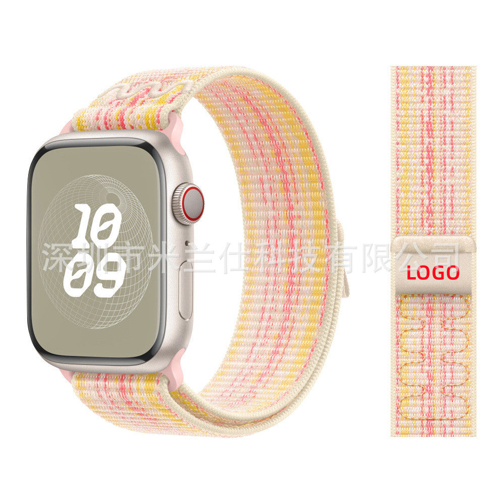 Stylish Nylon Braided Sports Band for Apple Watch - Compatible with Series 9/8/7/6/5/4/3/2/SE, Various Colors