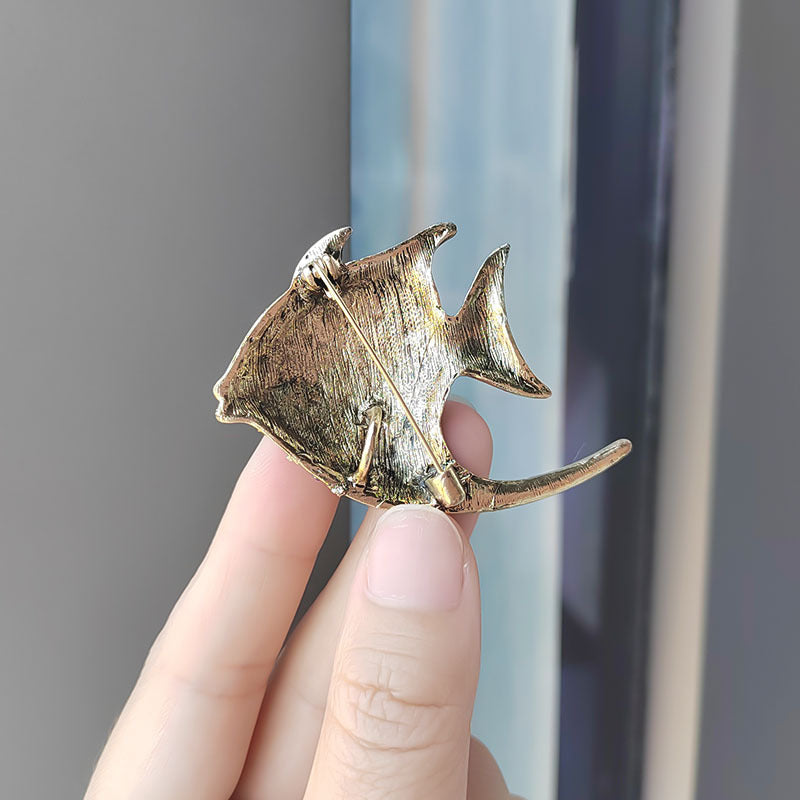 Tropical Fish Brooch on Clothing