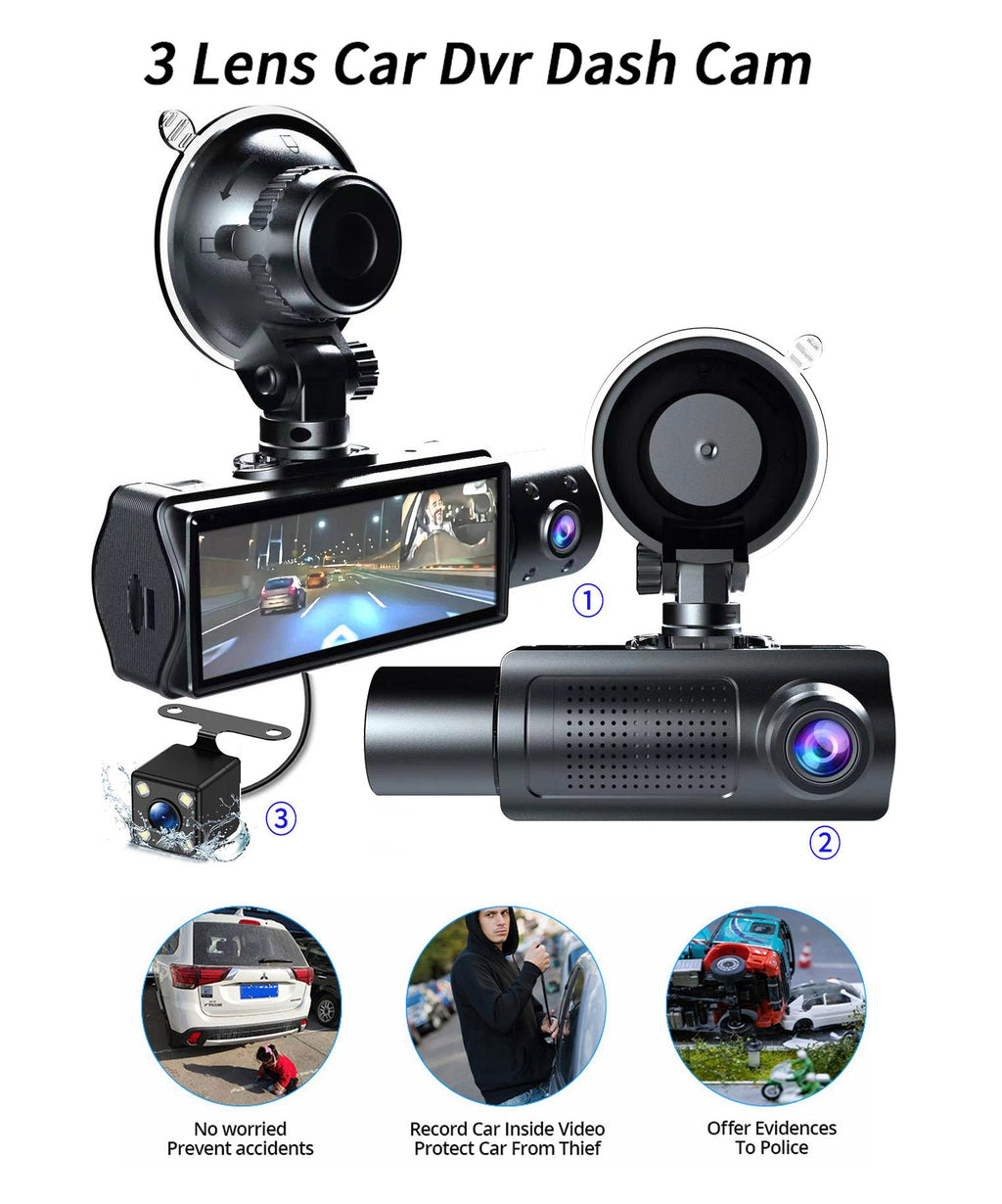 Third image displaying rear view of the car dash cam