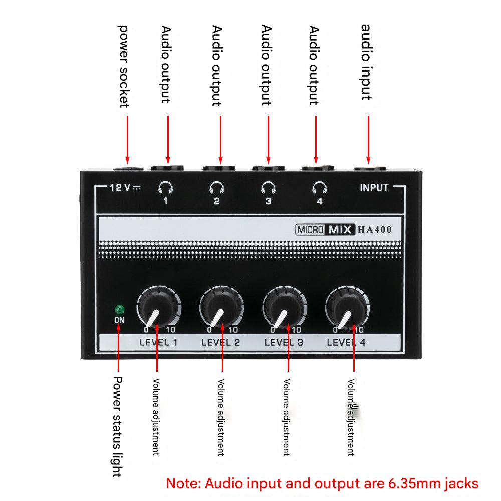 Close-up of headphone outputs