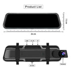 10 inch dual lens dash cam touchscreen