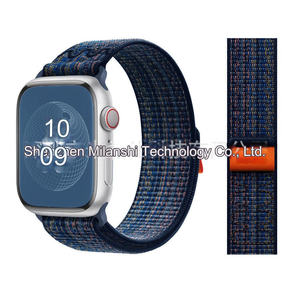 Stylish Nylon Braided Sports Band for Apple Watch - Compatible with Series 9/8/7/6/5/4/3/2/SE, Various Colors