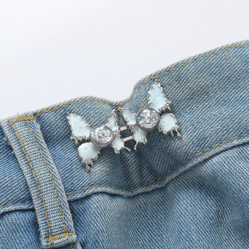 Adjustable Waist Butterfly Buckle with Rhinestones - Back View
