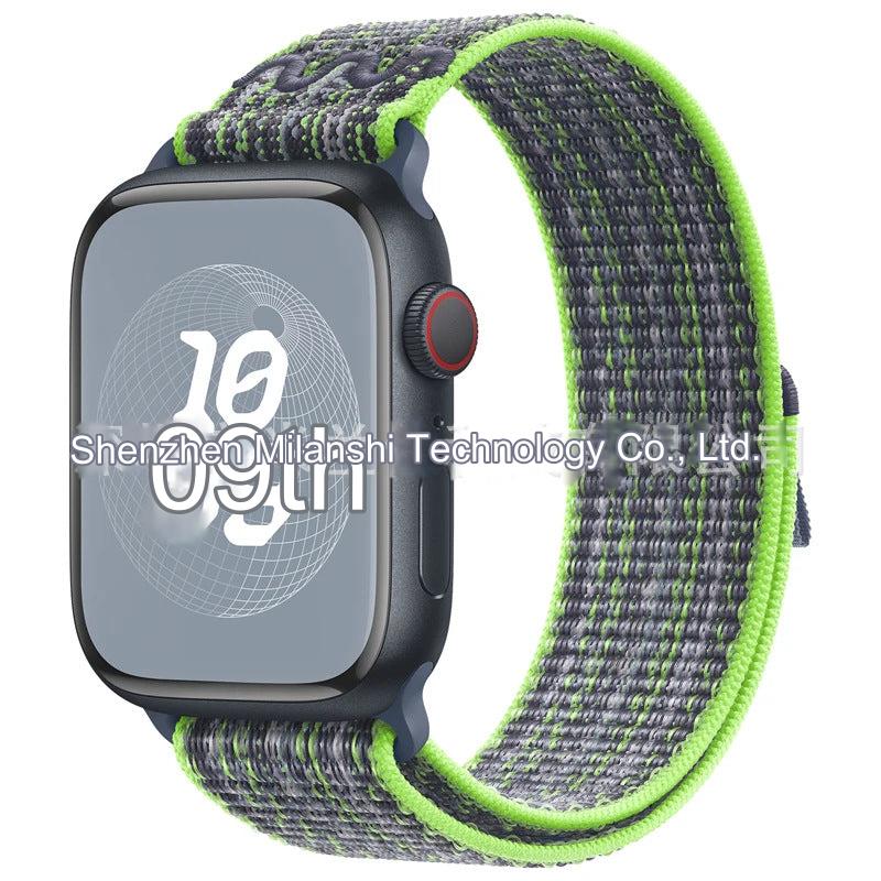 Stylish Nylon Braided Sports Band for Apple Watch - Compatible with Series 9/8/7/6/5/4/3/2/SE, Various Colors