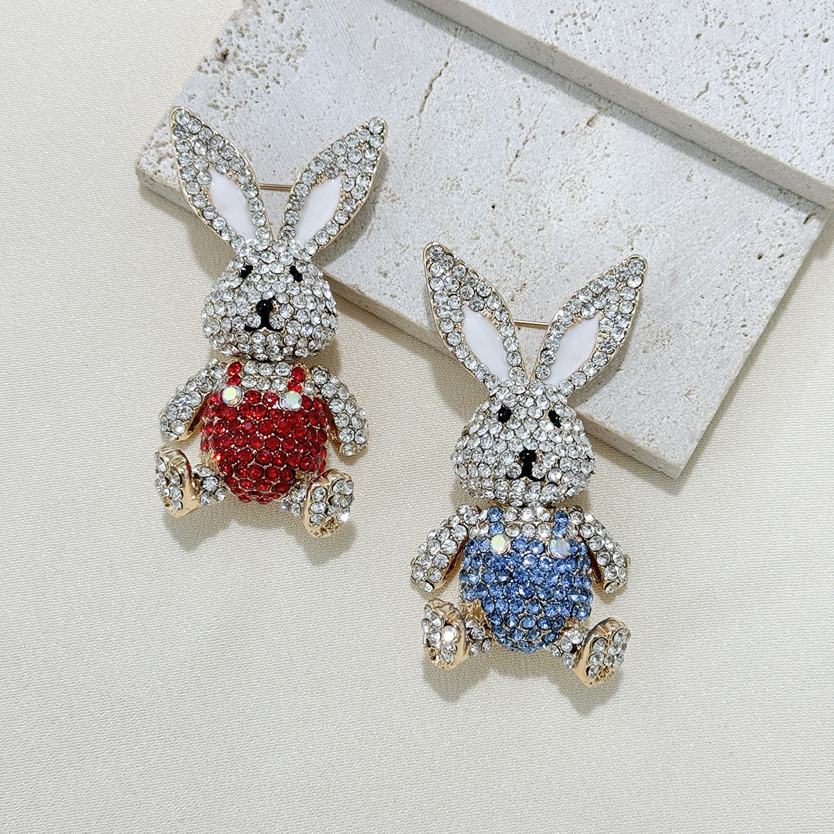Elegant rabbit brooch on dress