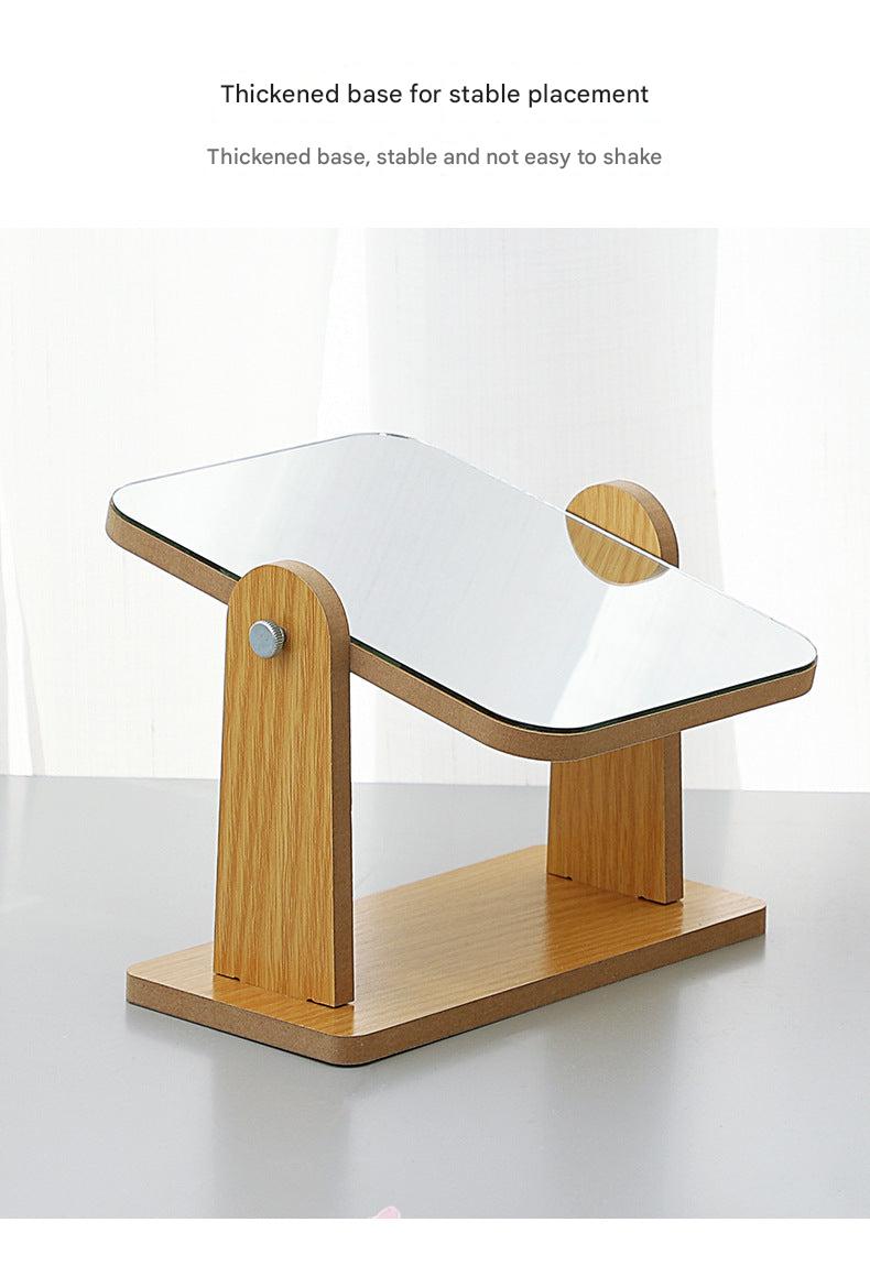 Stylish wooden makeup mirror with stand