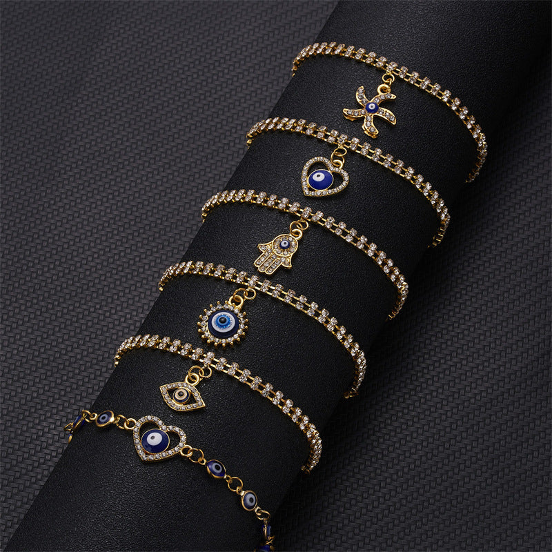 Glimmering double-layer bracelet with crystals