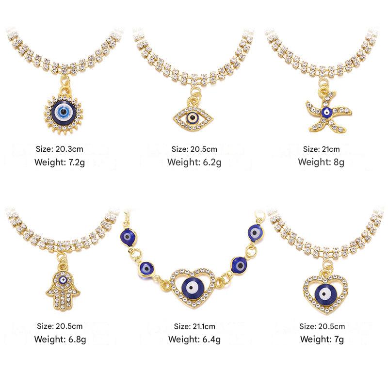 Stylish blue eye and starfish charm bracelet