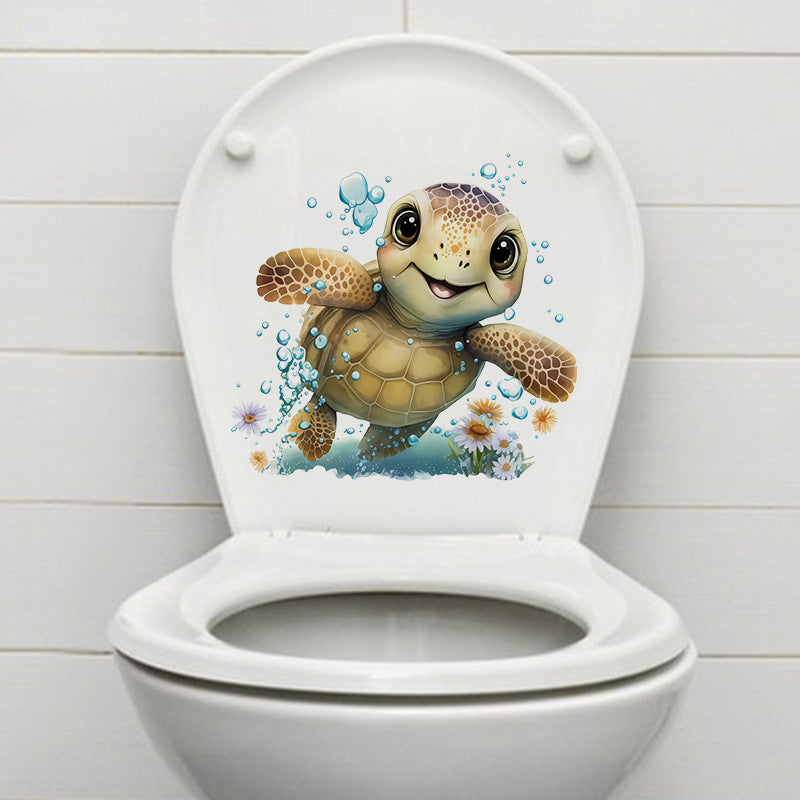 Cute turtle stickers on toilet image 3