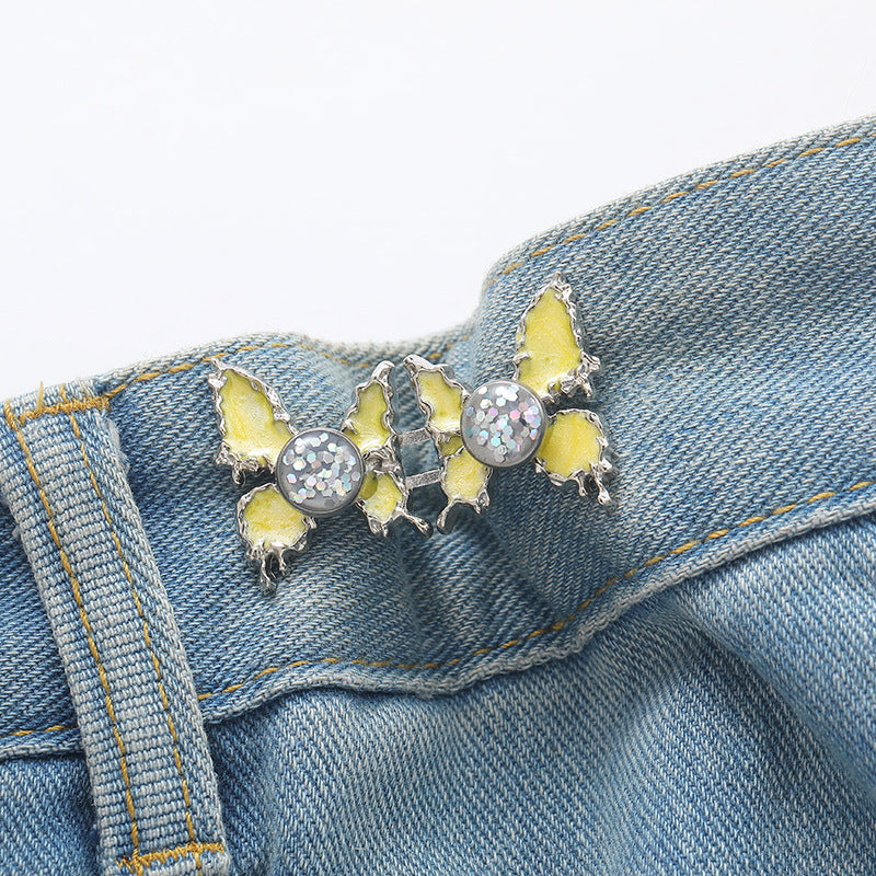 Adjustable Waist Butterfly Buckle with Rhinestones - Buckle Design