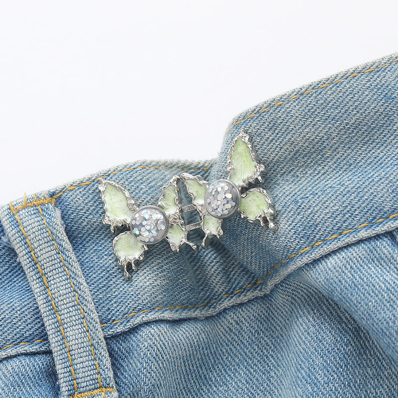 Adjustable Waist Butterfly Buckle with Rhinestones - Front View
