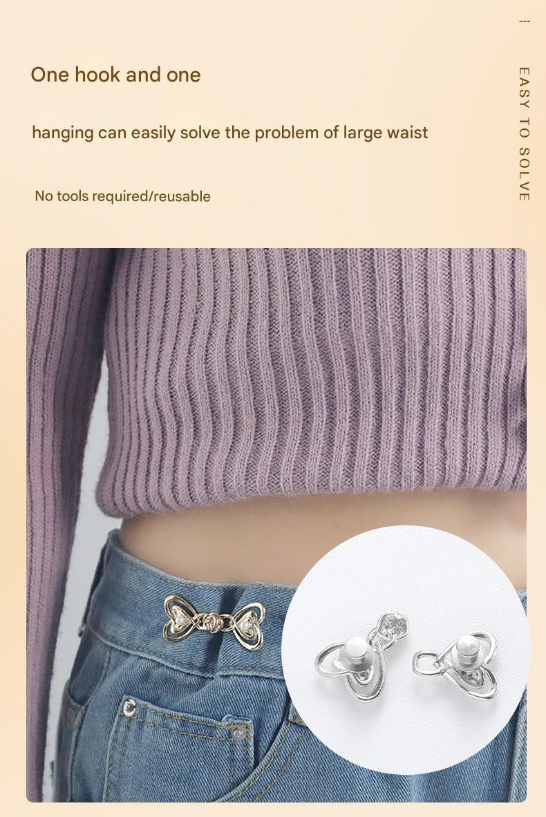 Adjustable no-sew metal waist button