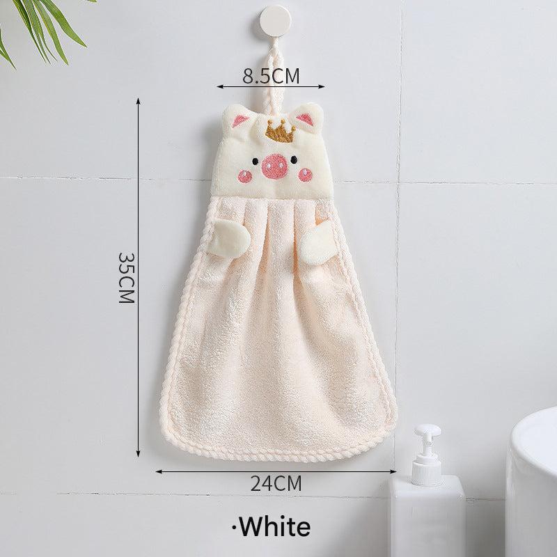 Coral velvet hand towel in use