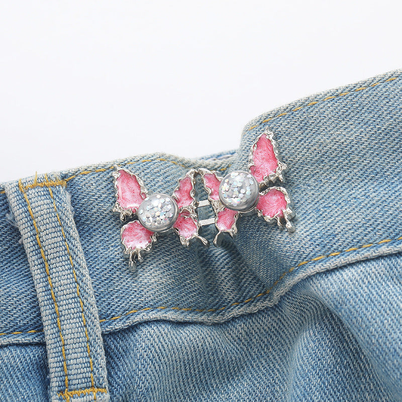 Adjustable Waist Butterfly Buckle with Rhinestones - Detail Image