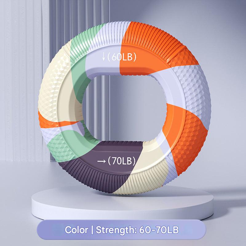 Silicone grip strengthener on gym equipment