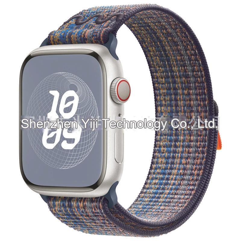 Stylish Nylon Braided Sports Band for Apple Watch - Compatible with Series 9/8/7/6/5/4/3/2/SE, Various Colors