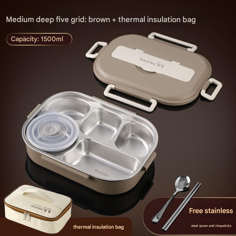 Variant: Brown 1500ml + Insulated Bag + Soup Bowl (5 Compartments)