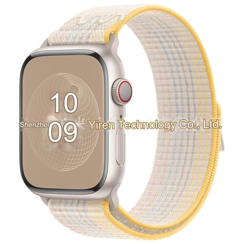 Stylish Nylon Braided Sports Band for Apple Watch - Compatible with Series 9/8/7/6/5/4/3/2/SE, Various Colors