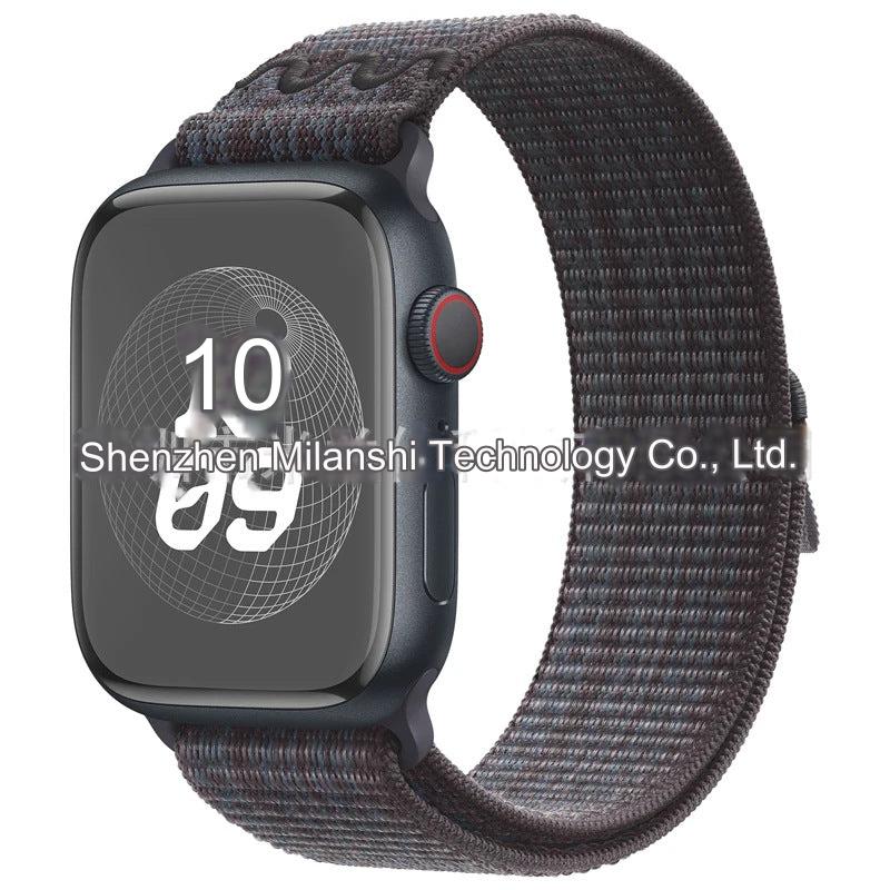 Stylish Nylon Braided Sports Band for Apple Watch - Compatible with Series 9/8/7/6/5/4/3/2/SE, Various Colors