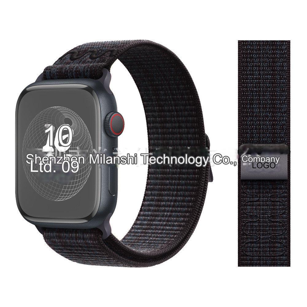 Stylish Nylon Braided Sports Band for Apple Watch - Compatible with Series 9/8/7/6/5/4/3/2/SE, Various Colors