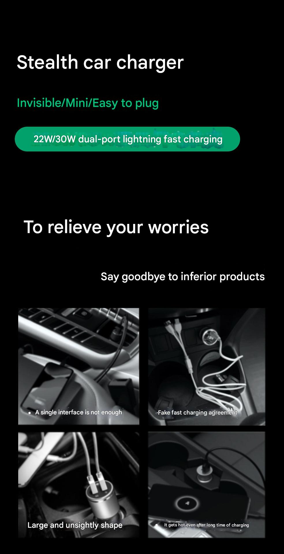 30W USB car charger with dual ports