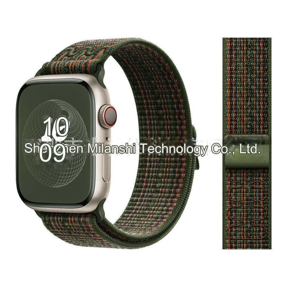 Stylish Nylon Braided Sports Band for Apple Watch - Compatible with Series 9/8/7/6/5/4/3/2/SE, Various Colors