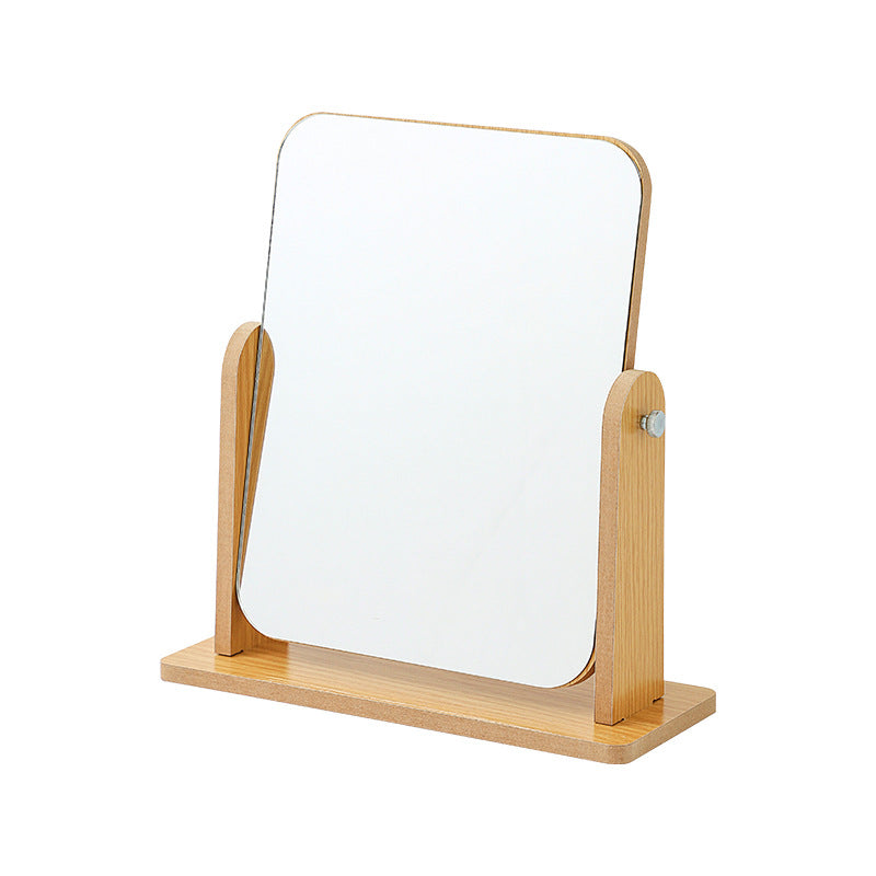 Wooden makeup mirror front view