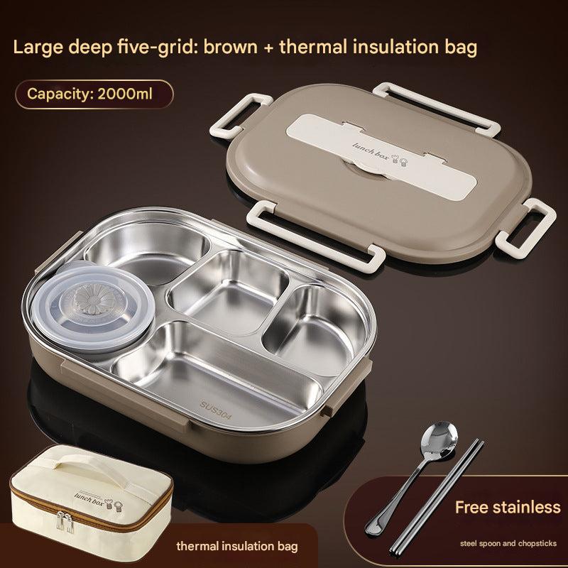 Variant: Brown 2000ml + Insulated Bag + Soup Bowl (5 Compartments)