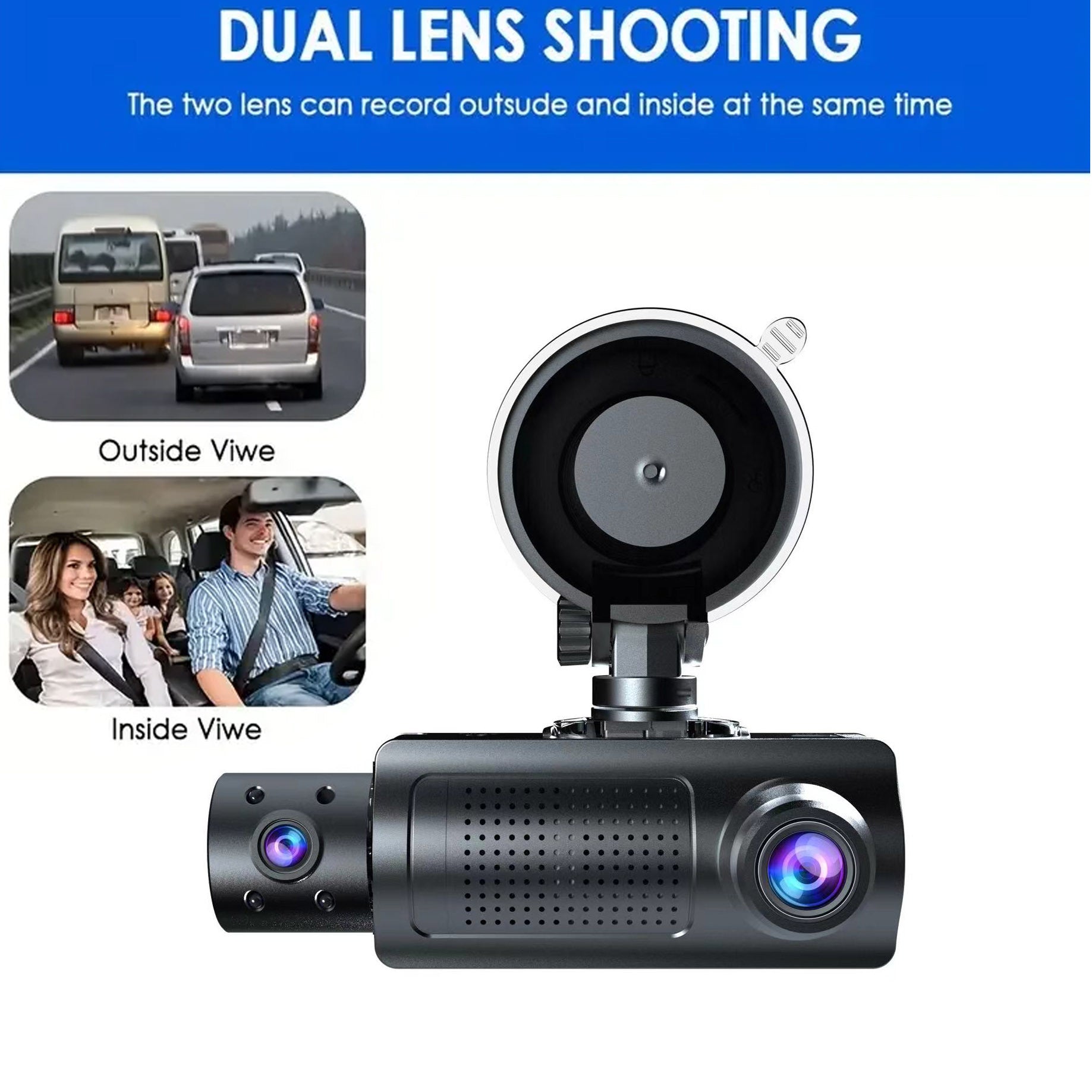 First image of HD 1080P car dash cam showing front view