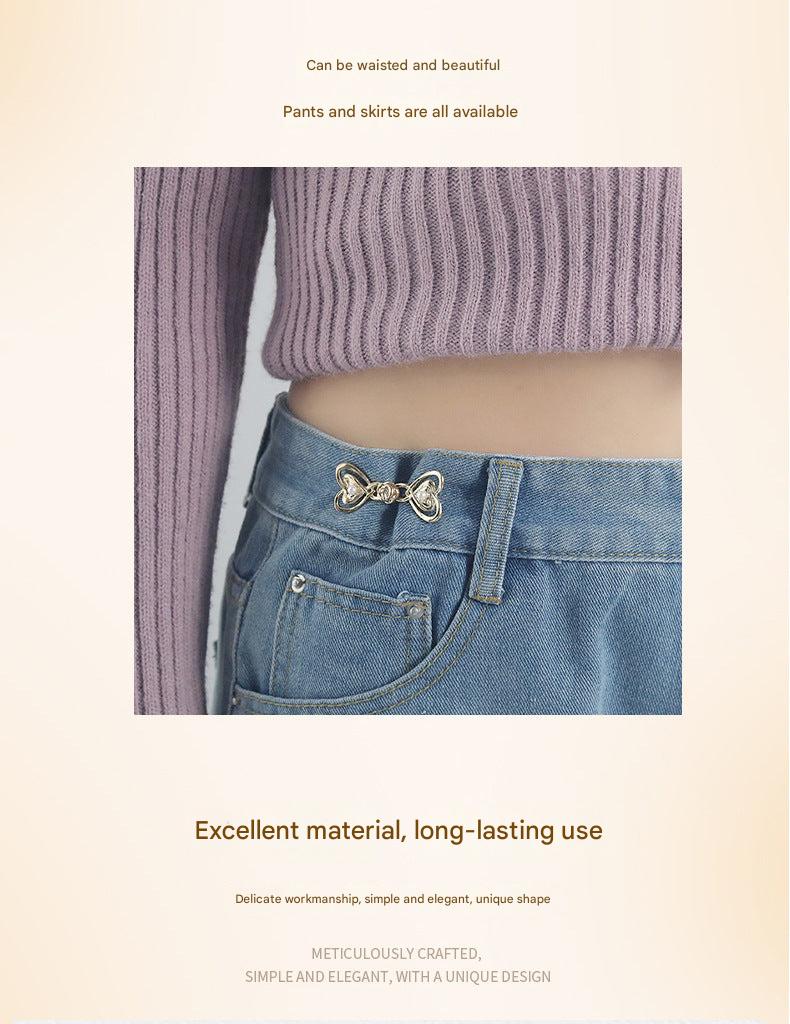 Adjustable no-sew metal waist button