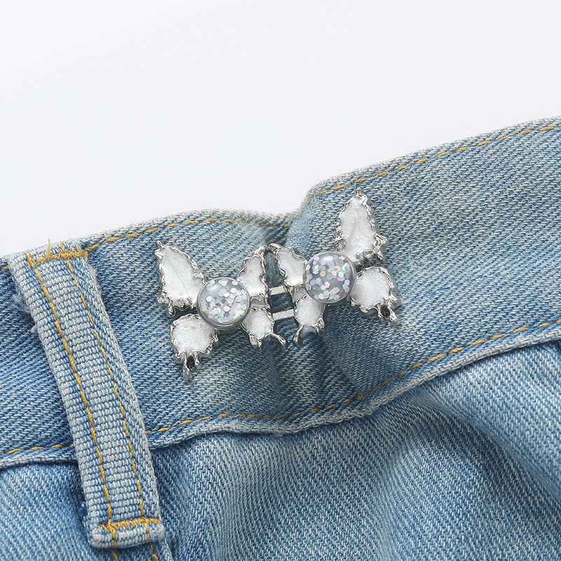 Adjustable Waist Butterfly Buckle with Rhinestones - Side View