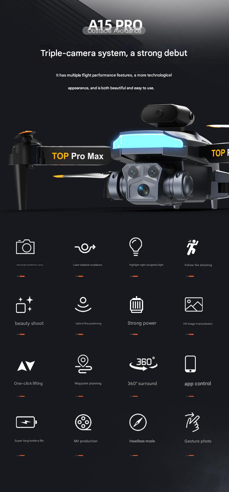 A15 drone with HD camera in flight