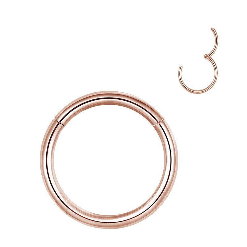 close-up of a stainless steel nose ring