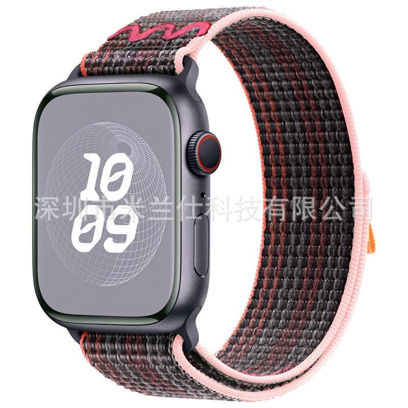 Stylish Nylon Braided Sports Band for Apple Watch - Compatible with Series 9/8/7/6/5/4/3/2/SE, Various Colors