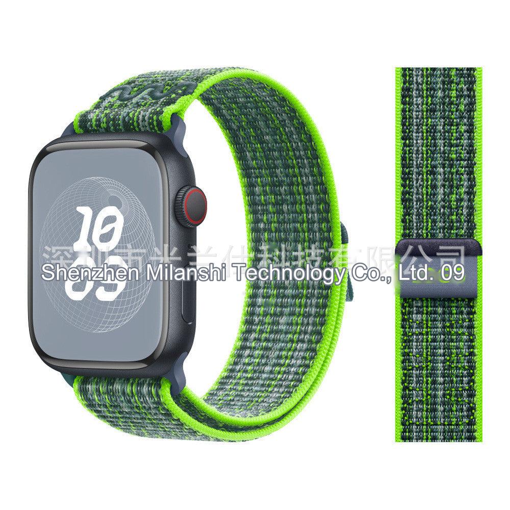 Stylish Nylon Braided Sports Band for Apple Watch - Compatible with Series 9/8/7/6/5/4/3/2/SE, Various Colors